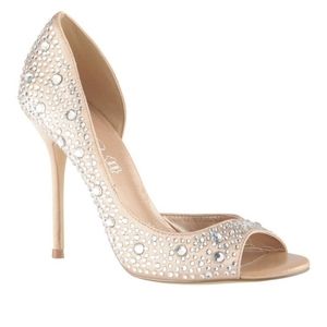 Aldo Bergold Crystal & Satin Peep-toe Stilettos